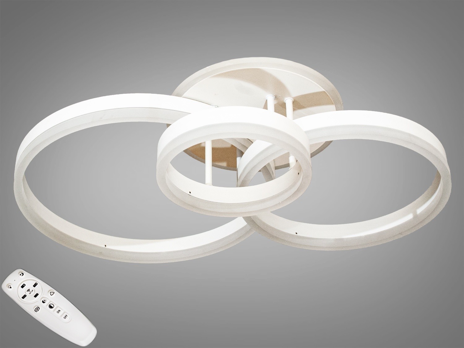 

Потолочная LED люстра AlexMosh с диммером и RGB подсветкой 7ми цветов 80w цвет белый (98885)