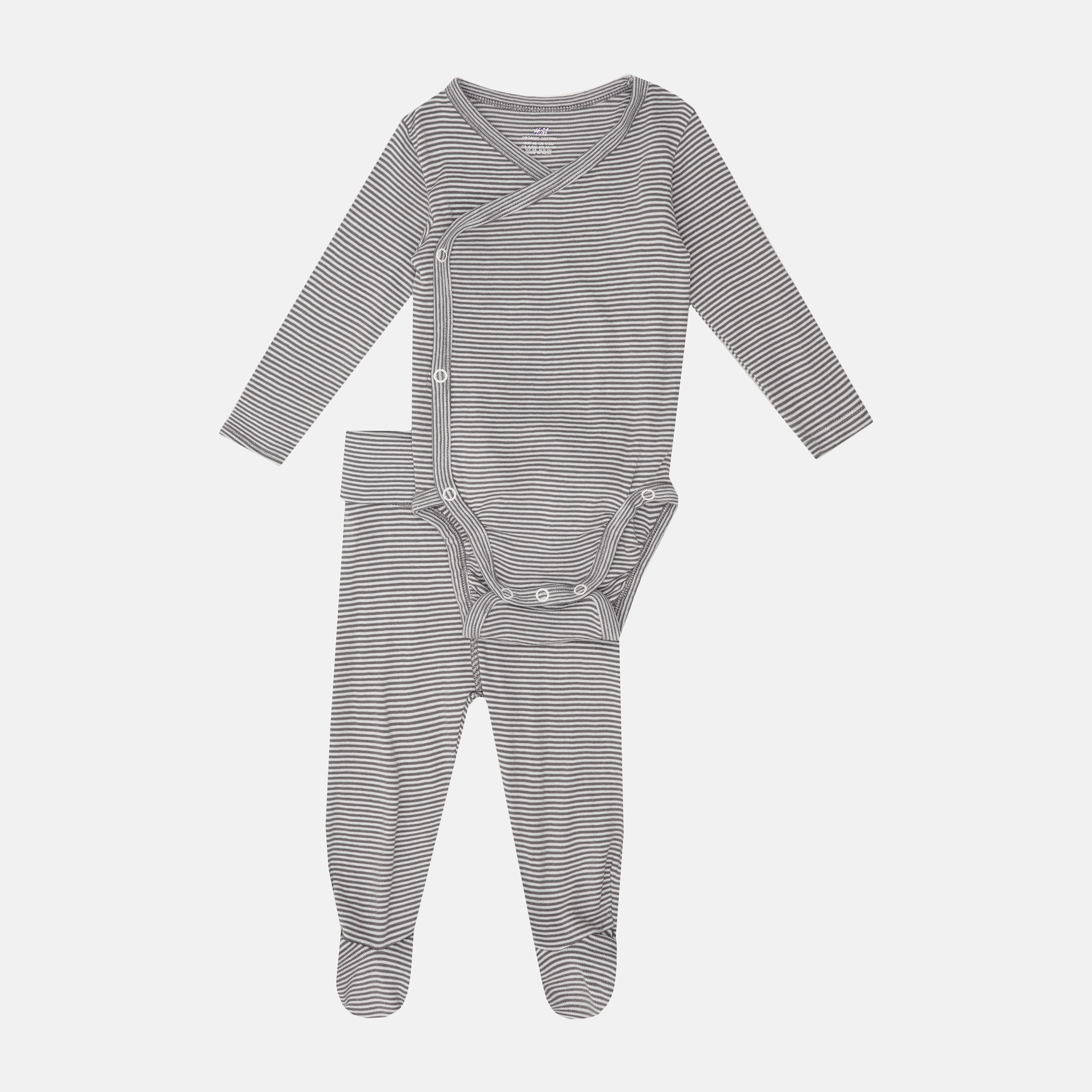 

Комплект (боди + ползунки) H&M 2404-77554402 68 см Бело-бежевый/Полоска