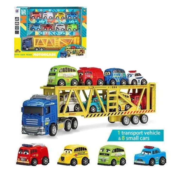 

Трейлер инерционный"City Car Team" YI DA TOYS 8 машинок (Т935)