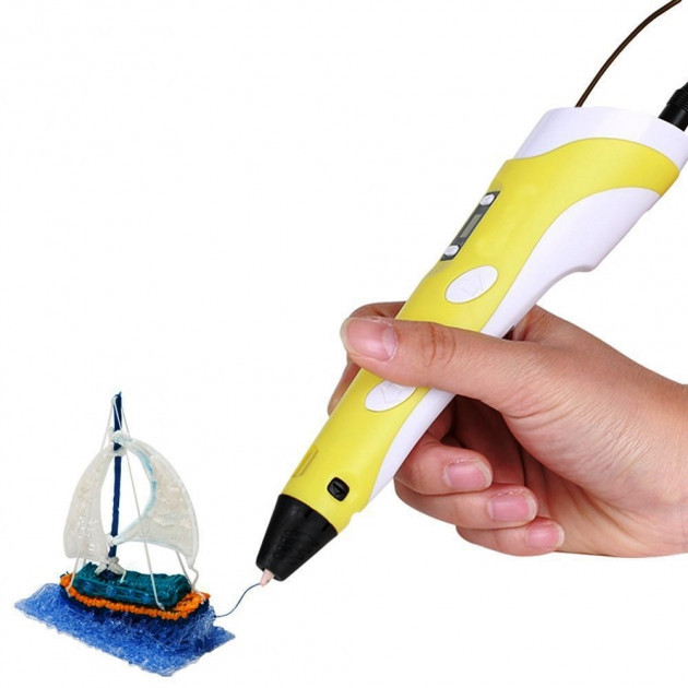 

3D ручка 3D Pen 2 c LCD дисплеем и эко пластиком для рисования Yellow