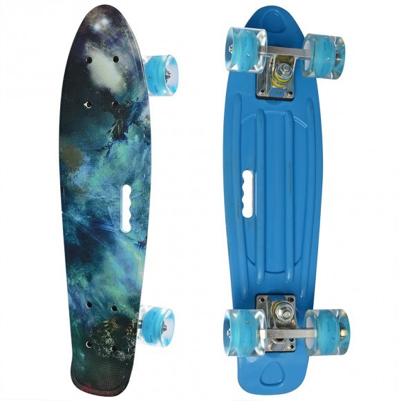 

Скейт Пенни борд Penny board Profi с рисунком для детей и подростков Синий RLMS 0749-7-1