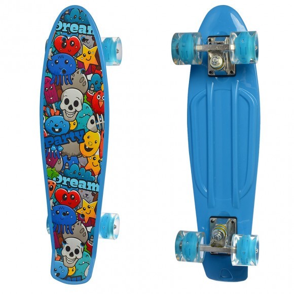

Скейт Пенни борд Penny board Profi с рисунком для детей и подростков Голубой RLMS 0749-5