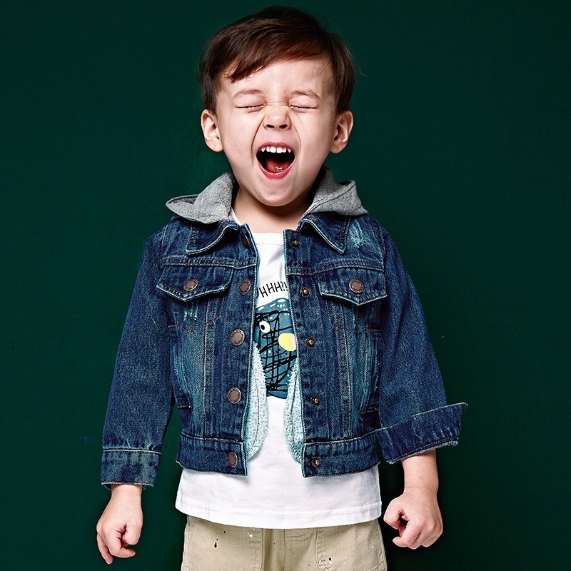 

Куртка джинсовая Mimikid с капюшоном 120см синяя