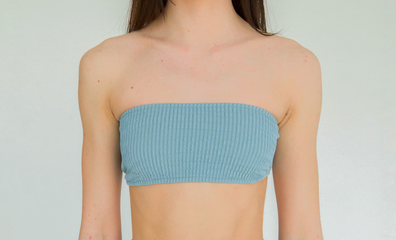 

Бандо со съемной перемычкой из испанской жатой ткани  топ купальника хит лета 2021 цвет dusty blue, Бандо со съемной перемычкой из испанской жатой ткани M топ купальника хит лета 2021 цвет dusty blue