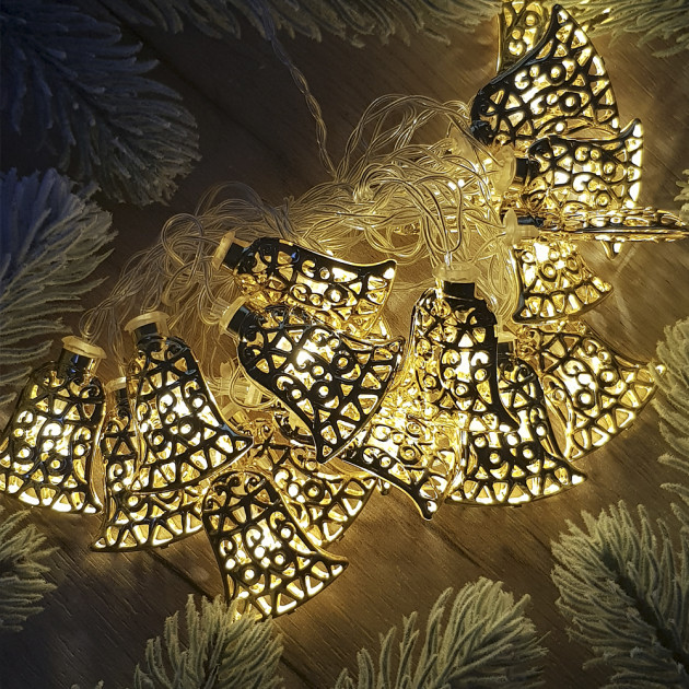 

Светодиодная гирлянда Decorative Light Колокольчики gold metal 20 led