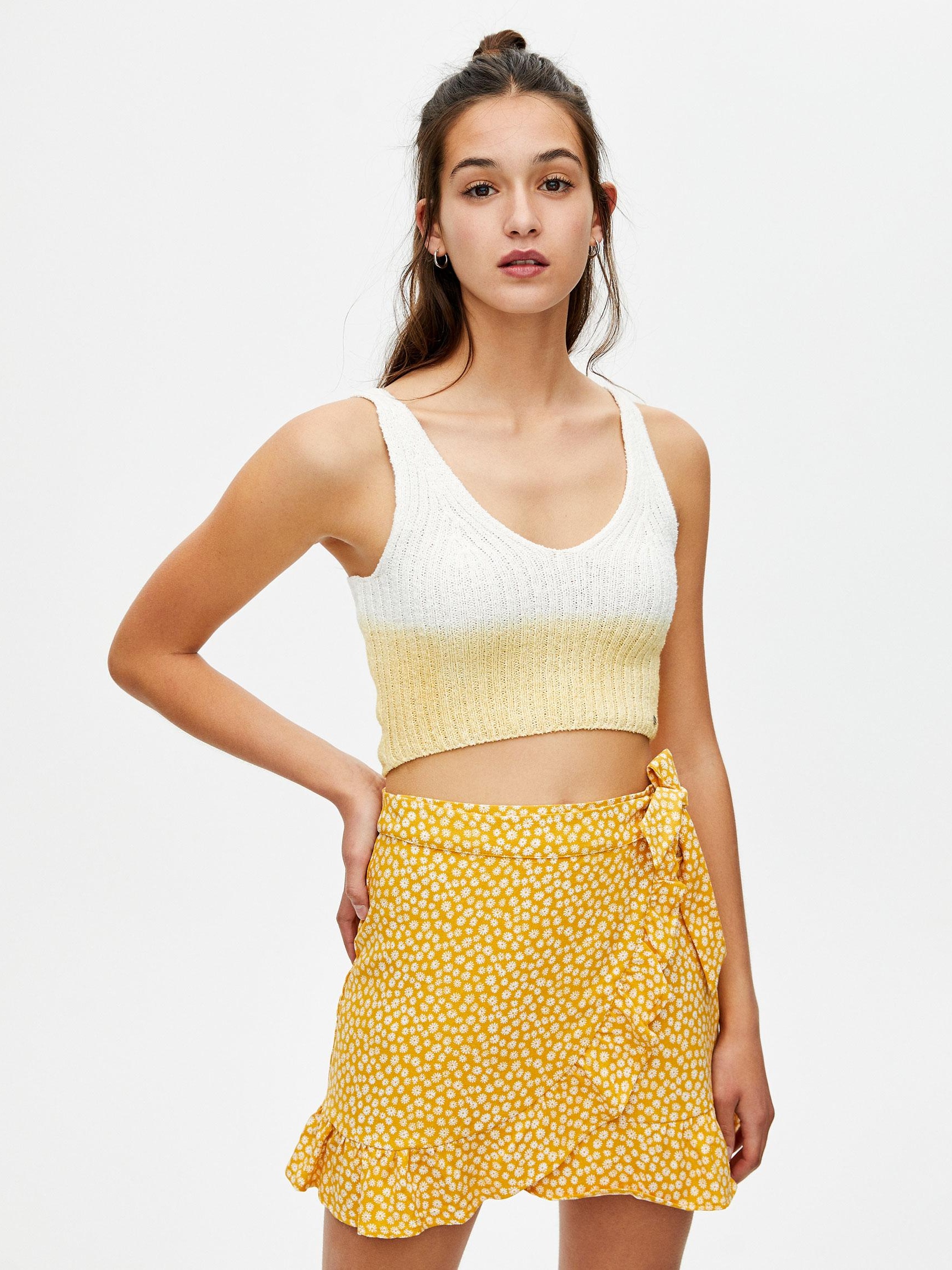 

Топ Pull & Bear 5246/364/805-ABEY XL Желтый с белым