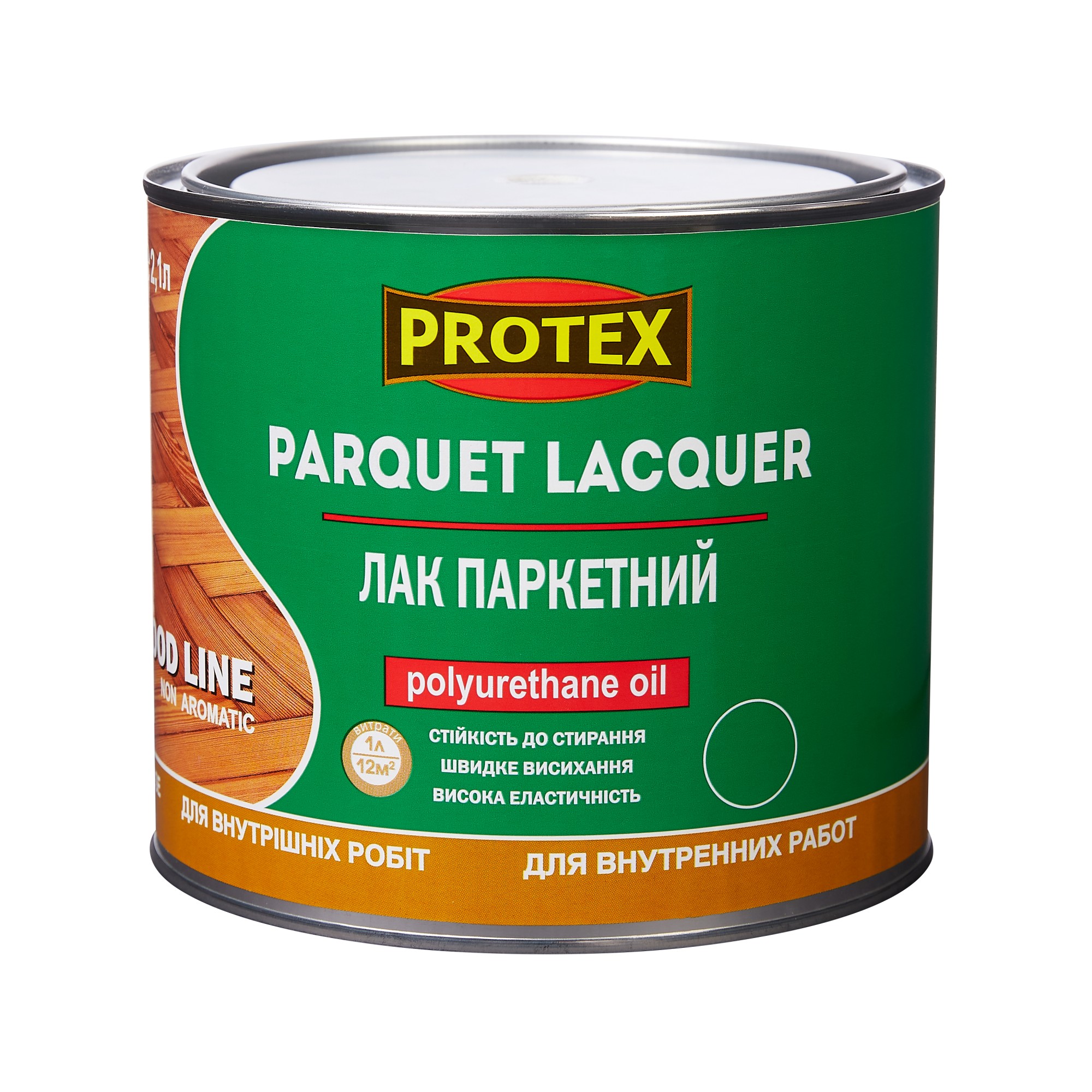 

Лак полиуретановый паркетный WOOD LINE PROTEX 1.93кг (2.1л) полуматовый
