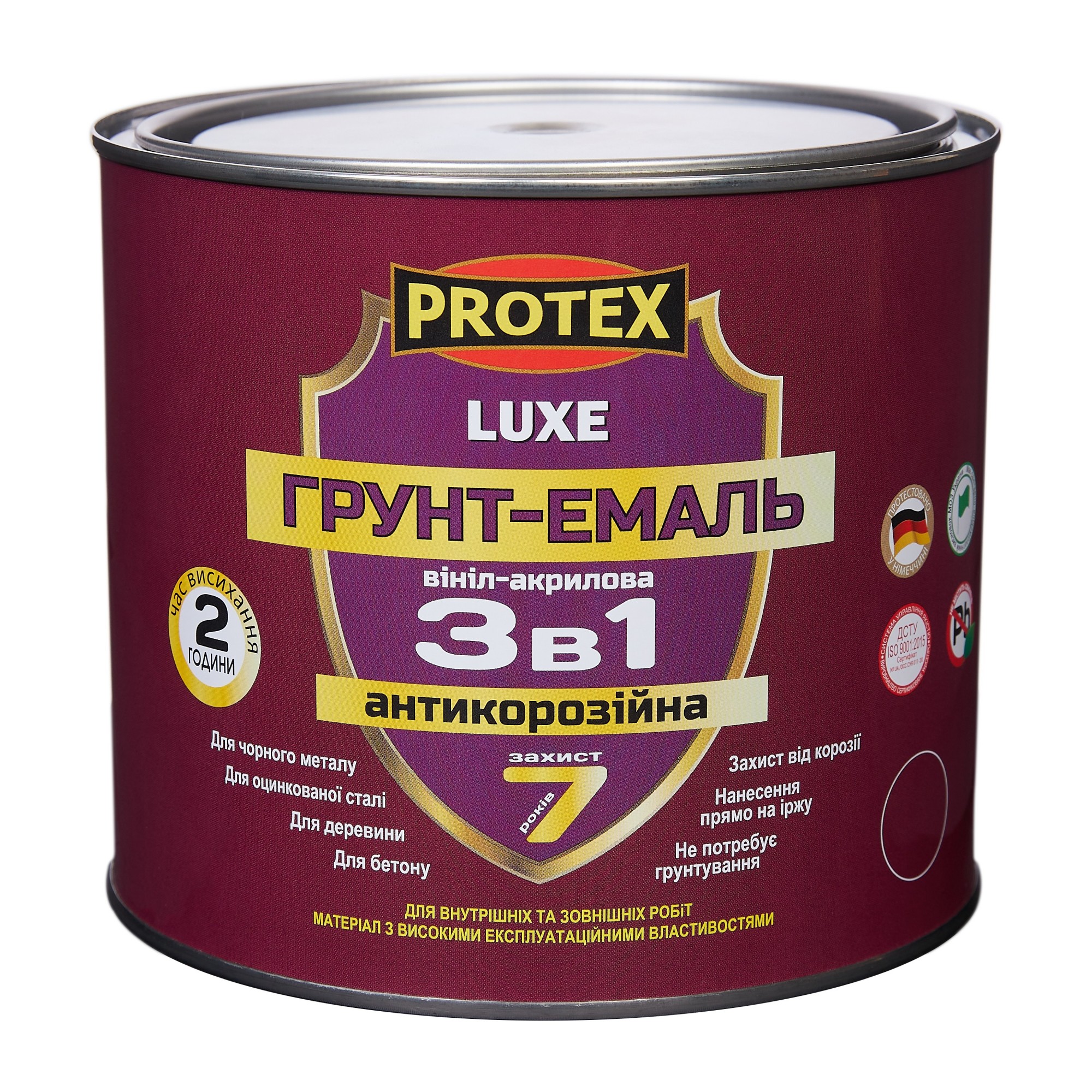 

Грунт-эмаль винил-акриловая ОР антикор. "3в1" PROTEX 2.4кг (2л) серебристый RAL9006