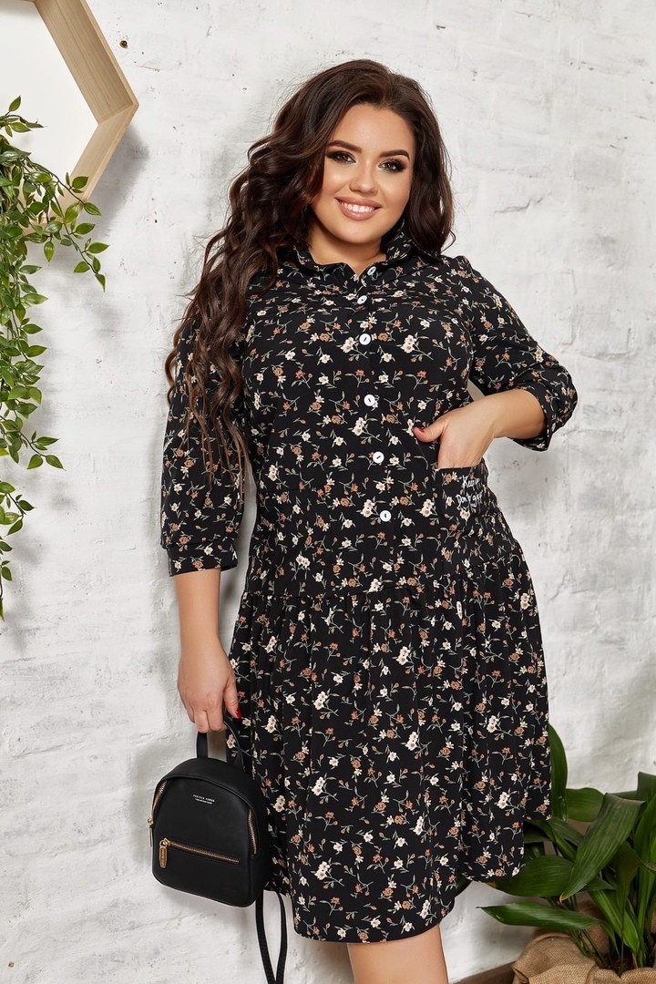 

Платье летнее миди застегивается на пуговицы с двумя карманами юбка на сборке Miss Podium Черный, Платье летнее миди застегивается на пуговицы с двумя карманами юбка на сборке Miss Podium Черный 64