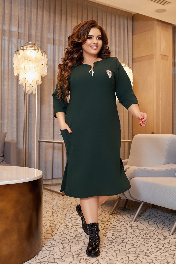 

Платье прямого кроя с разрезом карман змейка креп дайвинг Miss Podium Бутылочный, Платье прямого кроя с разрезом карман змейка креп дайвинг Miss Podium Бутылочный 58