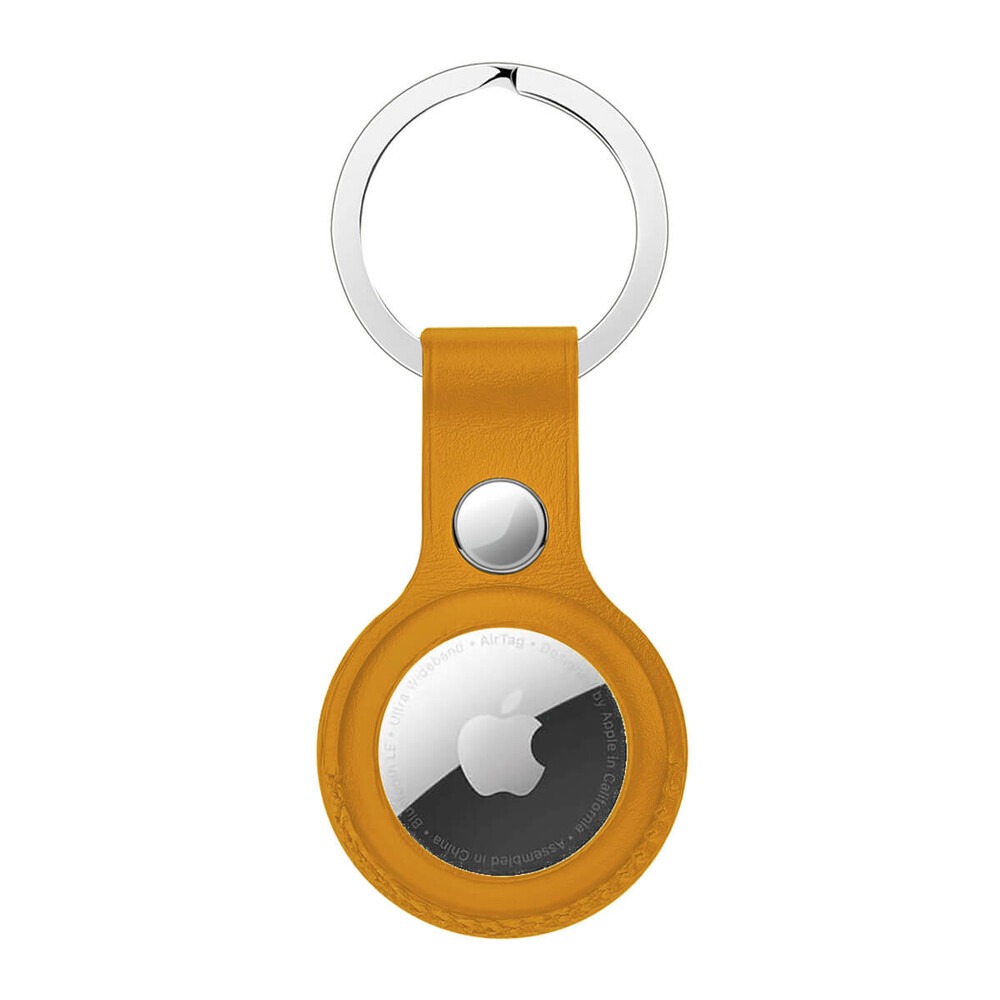 

Брелок - чехол Leather Ring c кнопкой для AirTag Camel / Кемел