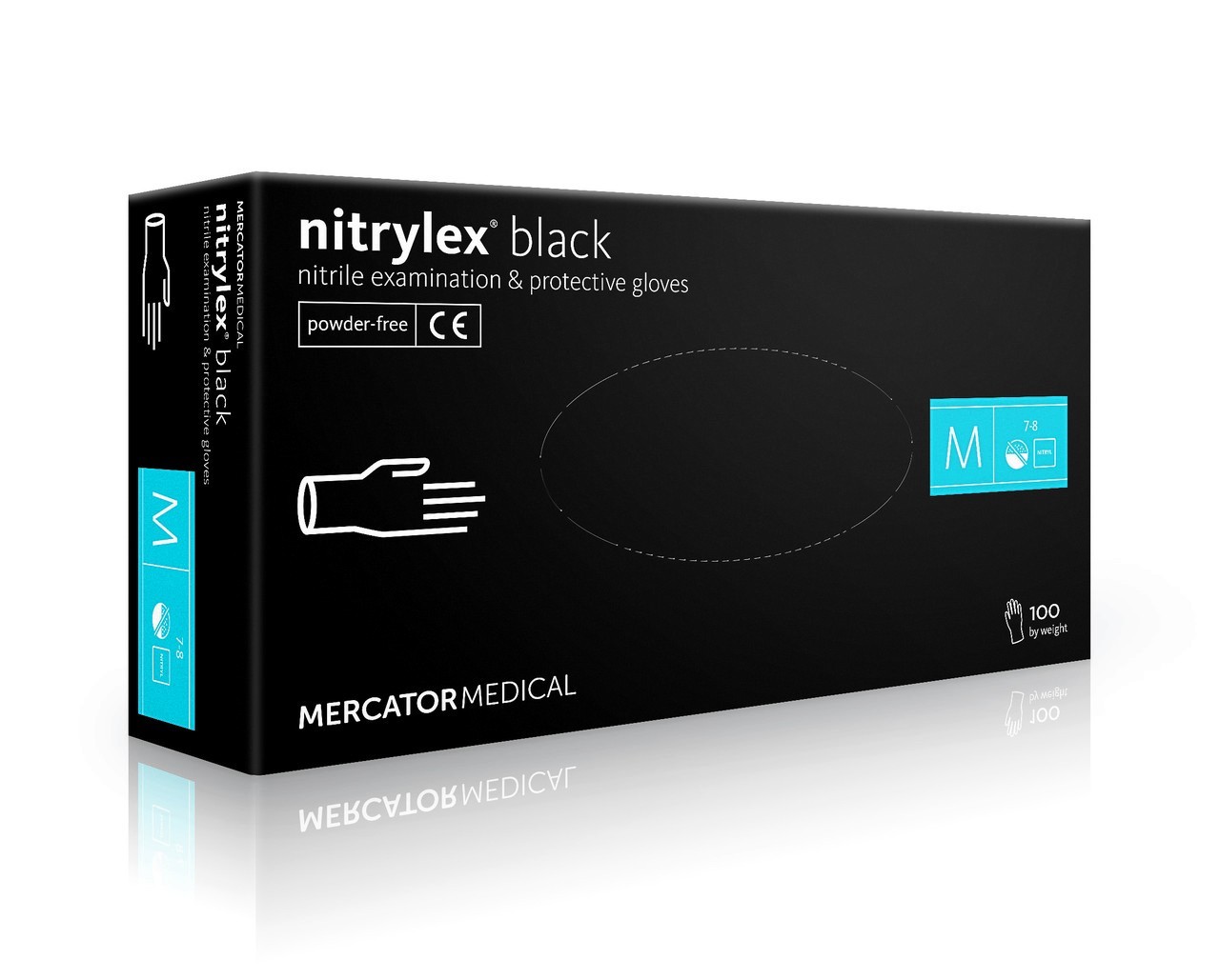 

Перчатки нитриловые Nitrylex в чёрном цвете 100 шт/уп M