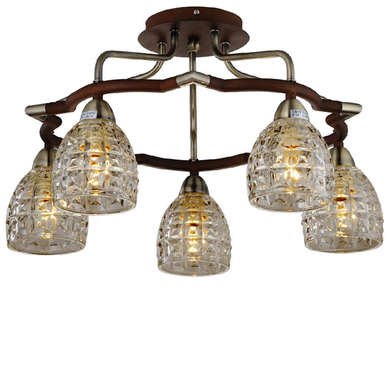 

Люстра стельова Light House ES-15958/5 коричнева
