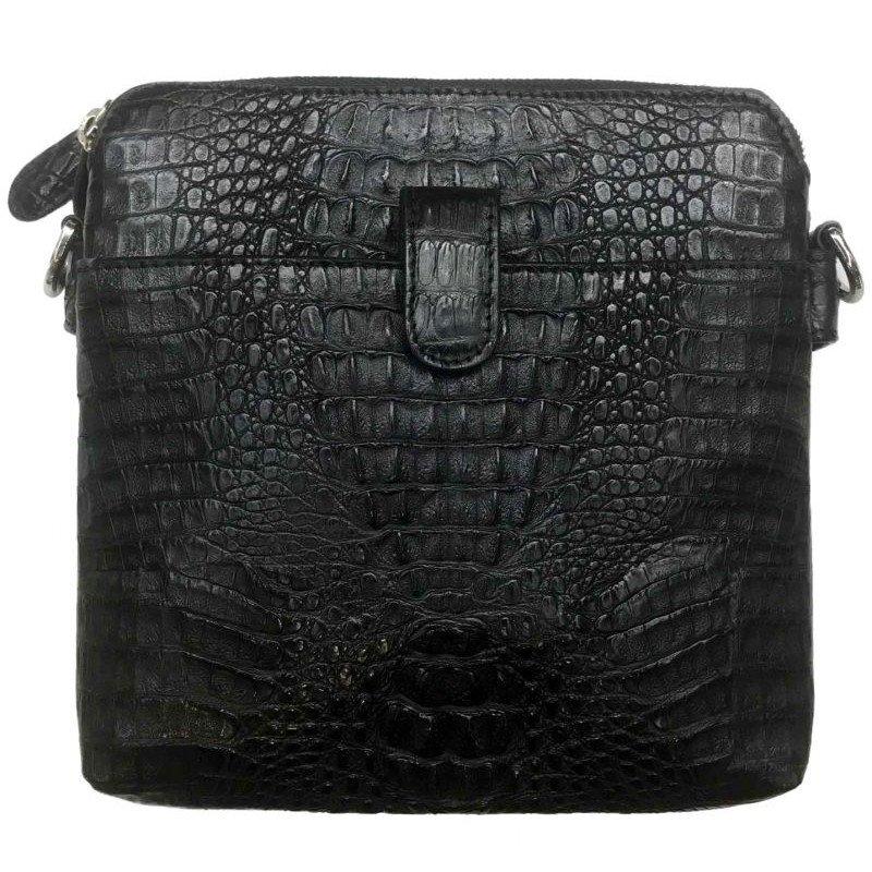 

Мужская сумка из натуральной кожи крокодила, черный цвет DCM 9021 Black
