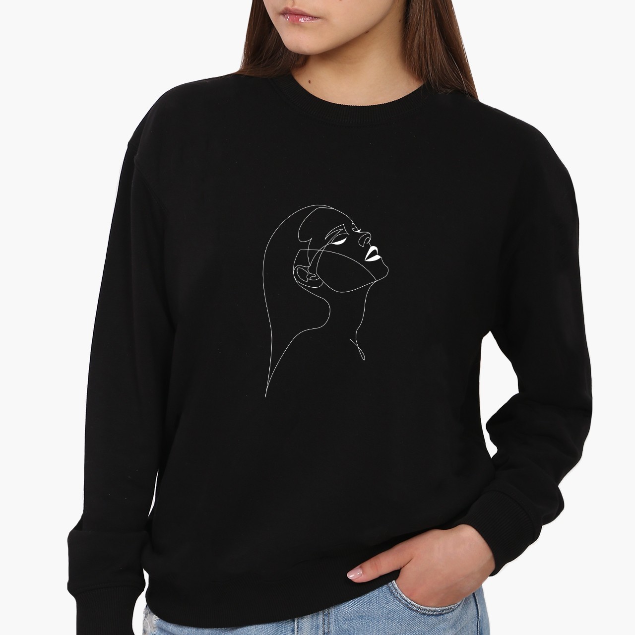 

Свитшот женский Контурный минимализм (Contour minimalism) (8771-1788) Черный XXL