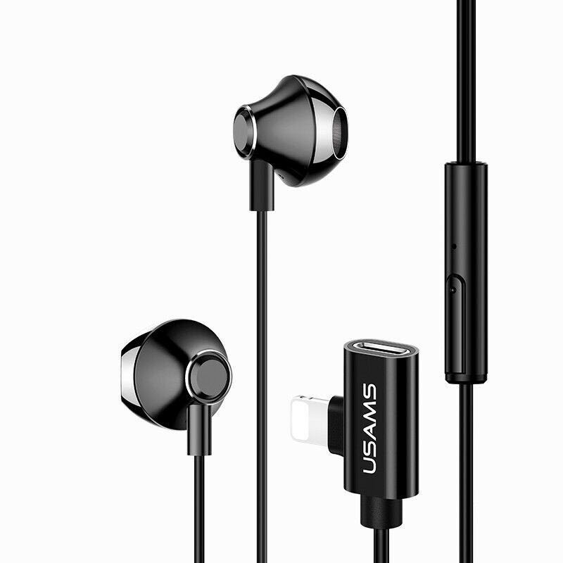 

Наушники Usams Lightning Metal with Charging Port для iPhone black
