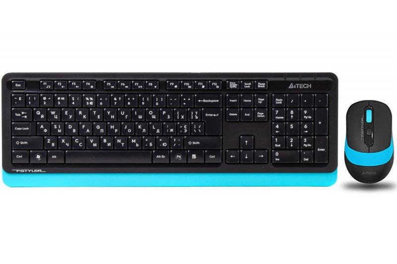 

Комплект (клавиатура, мышь) беспроводной A4Tech FG1010 Black/Blue USB