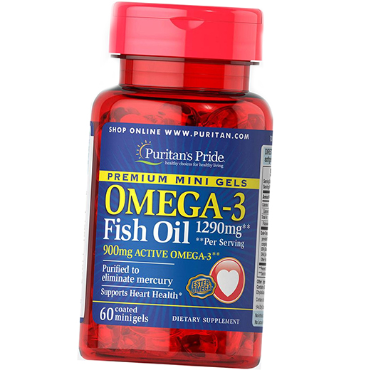 

Омега 3, Omega-3 Fish Oil 1290 Mini Gels, Puritan's Pride 60гелкапс (67367011)