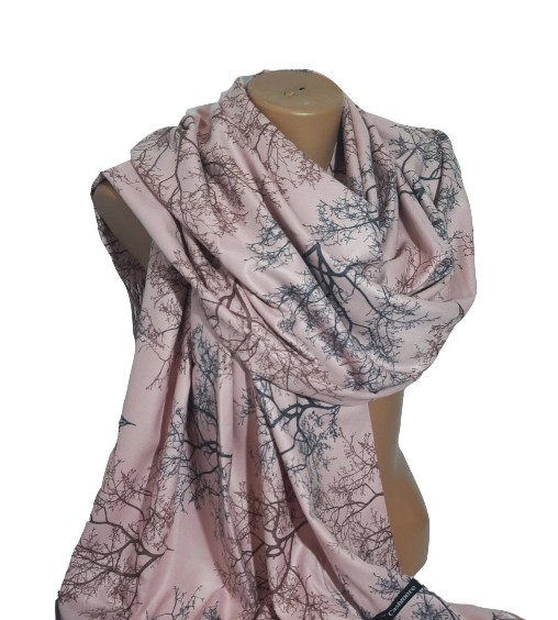 

Кашемировый двусторонний шарф палантин "Дерево" 200х70 см Светло-розовый (531)