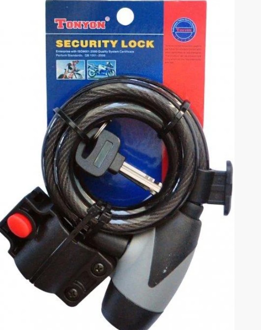 

Замок велосипедный Tonyon TY-545 (12x1500) на ключе, усиленный