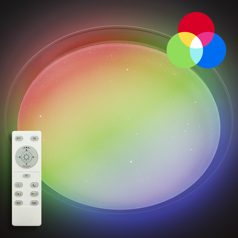 

Потолочный светодиодный светильник с пультом LUMINARIA SATURN 60W RGB R535 SHINY 220V + Видео обзор