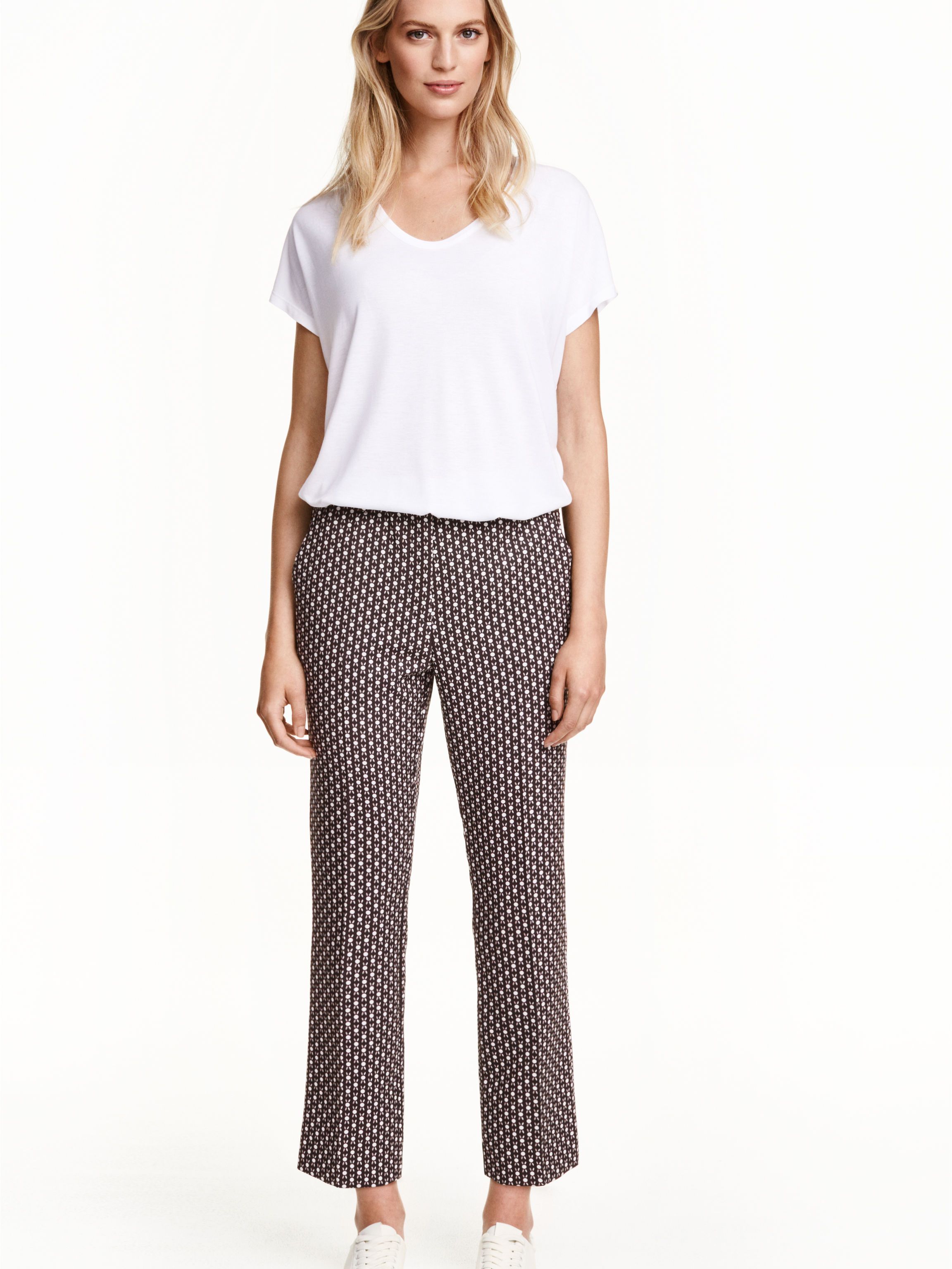 

Брюки H&M 3237152 38 Черные с белым и бежевым