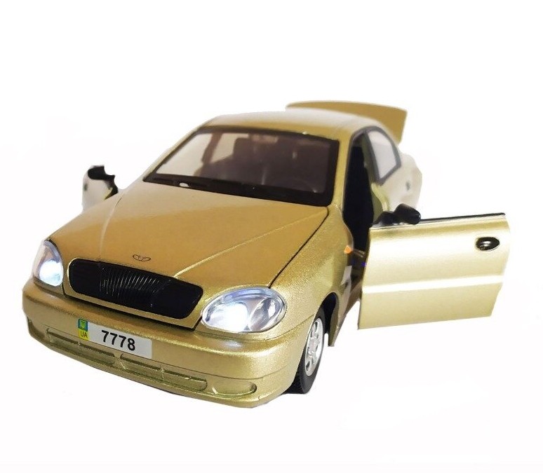 

Машинка Автопром Daewoo Lanos Ланос металл инерционный звук свет 7778 Золотистый