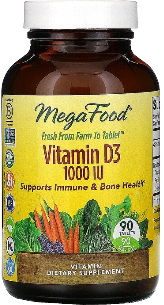 

Витамин D3 1000 IU, Vitamin D3, Mega Food 90 таблеток (51494101155)