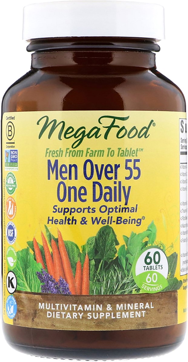 

Мультивитамины для мужчин 55+, Men Over 55 One Daily, Mega Food 60 таблеток (51494103555)