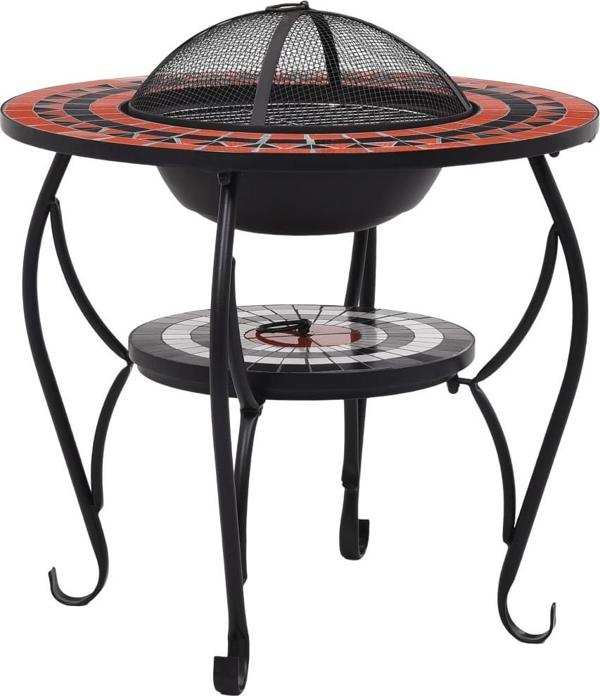 

Vidaxl Mozaikowe Palenisko Ze Stolikiem, Terakotowo-Białe, 68 Cm 46726