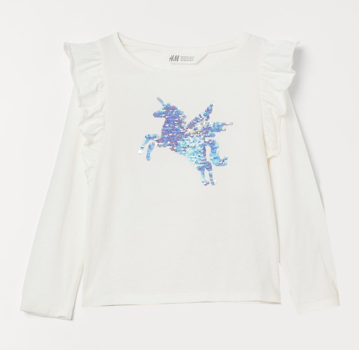 

Футболка с длинными рукавами H&M 0771026002 104 СМ Белый 64908