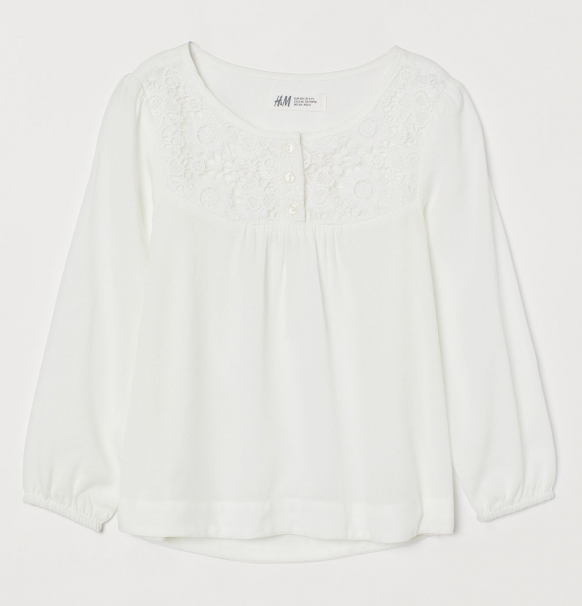 

Блузка H&M 0801859001 122 СМ Белый 64907