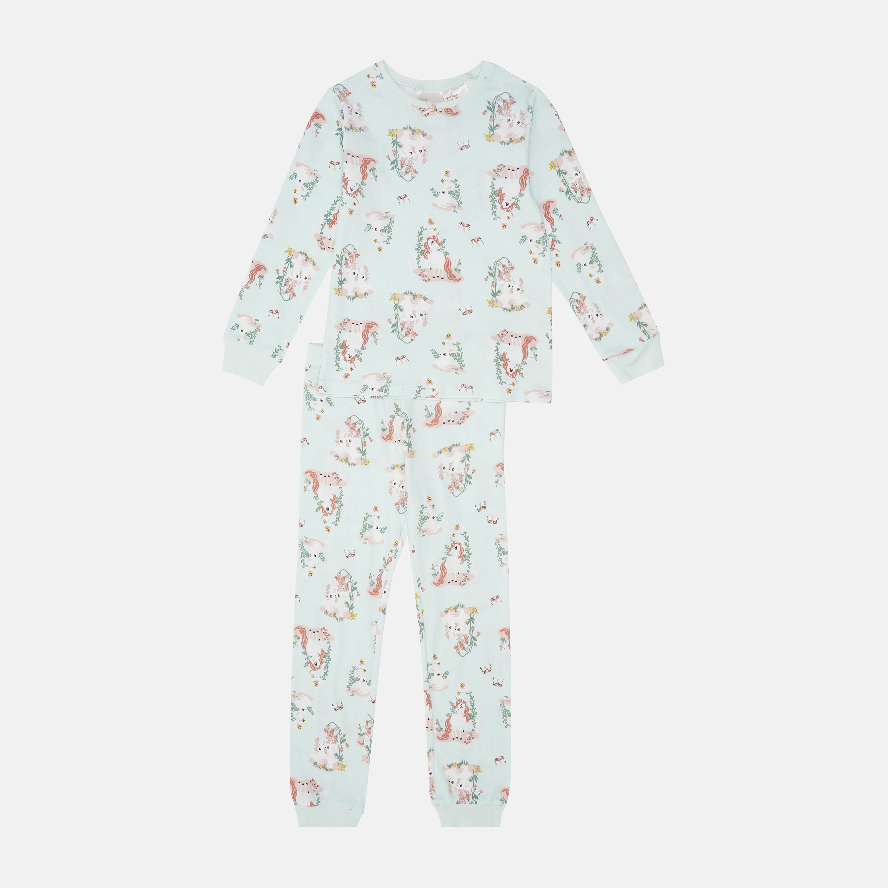 

Пижама (футболка с длинными рукавами + штаны) H&M 2505-62376522 110-116 см Мятный/Единороги