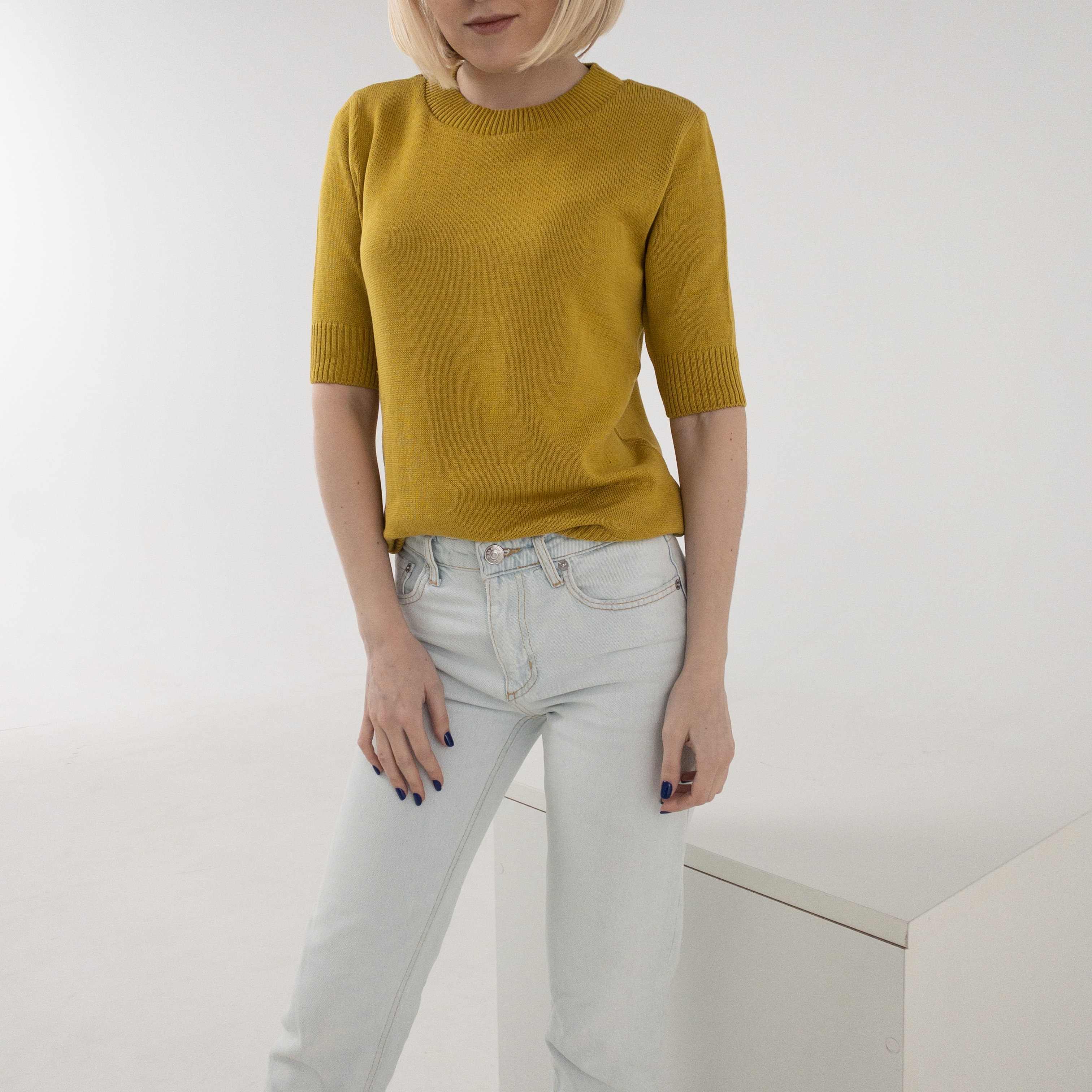 

Кофта Ribrand без горла з коротким рукавом 2XL Светлая горчица