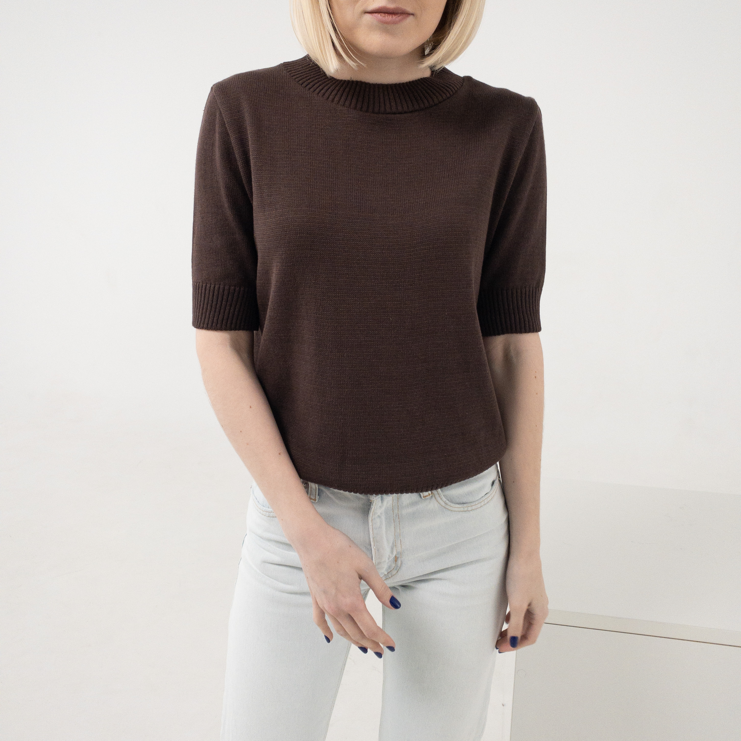 

Кофта Ribrand без горла з коротким рукавом 2XL Шоколад