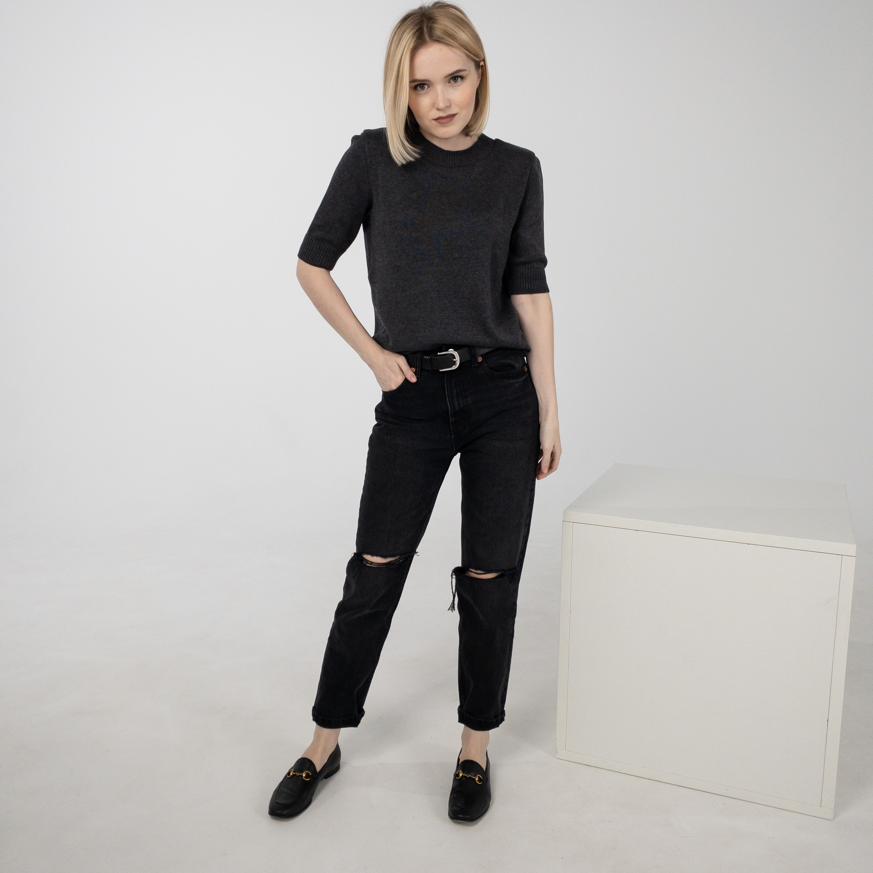 

Кофта Ribrand без горла з коротким рукавом S Графит