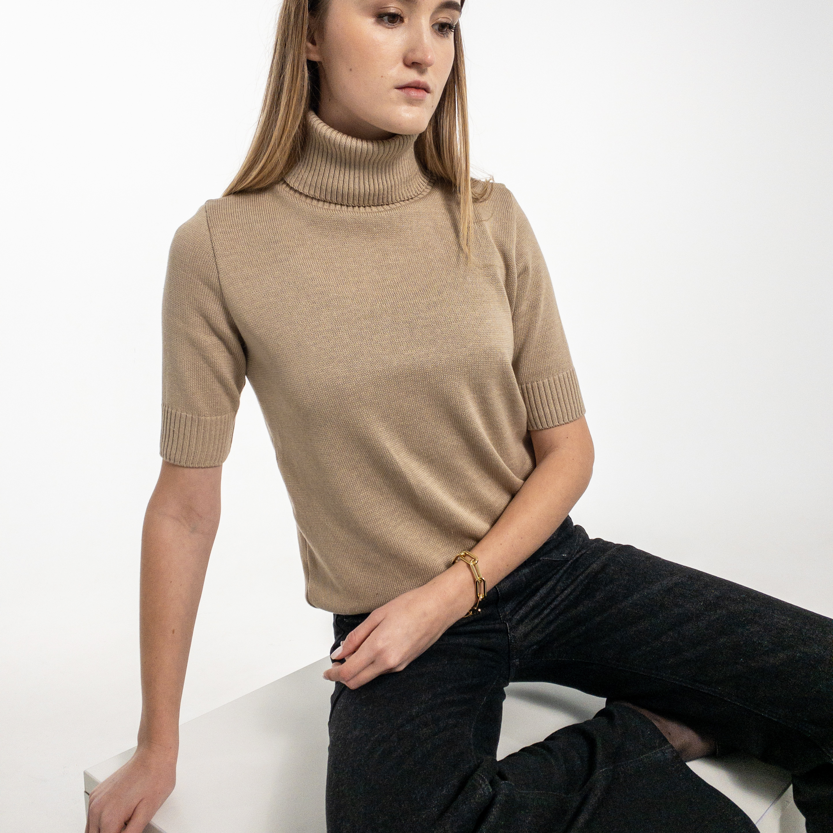 

Кофта RI collection з горлом та коротким рукавом  Кемел, Кофта RI collection з горлом та коротким рукавом S Кемел