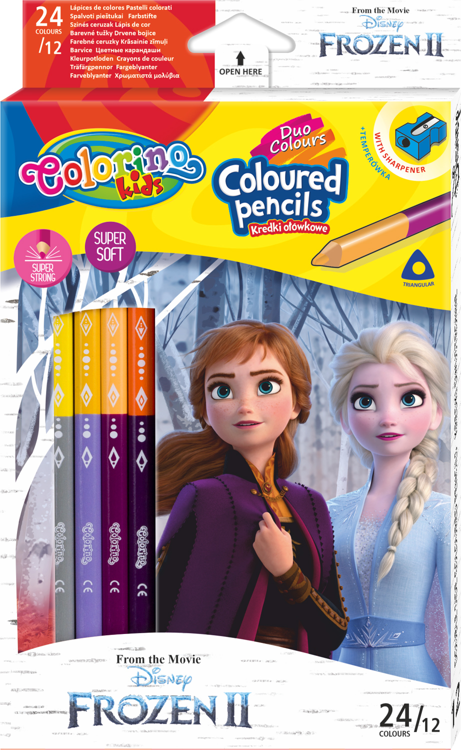 

Карандаши цветные Colorino Frozen Duo Colors двухсторонние + точилка 24 цвета 12 шт (91017PTR) (5907620191017)