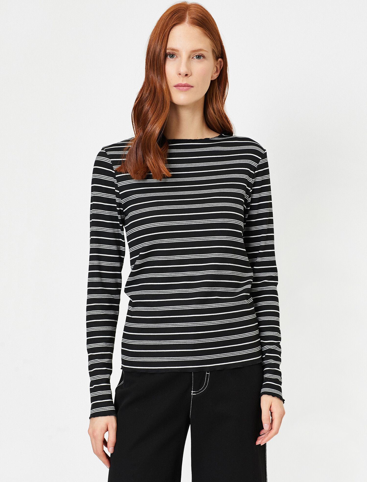 

Лонгслив Koton 0YAK13519OK-02N XL Black Stripe