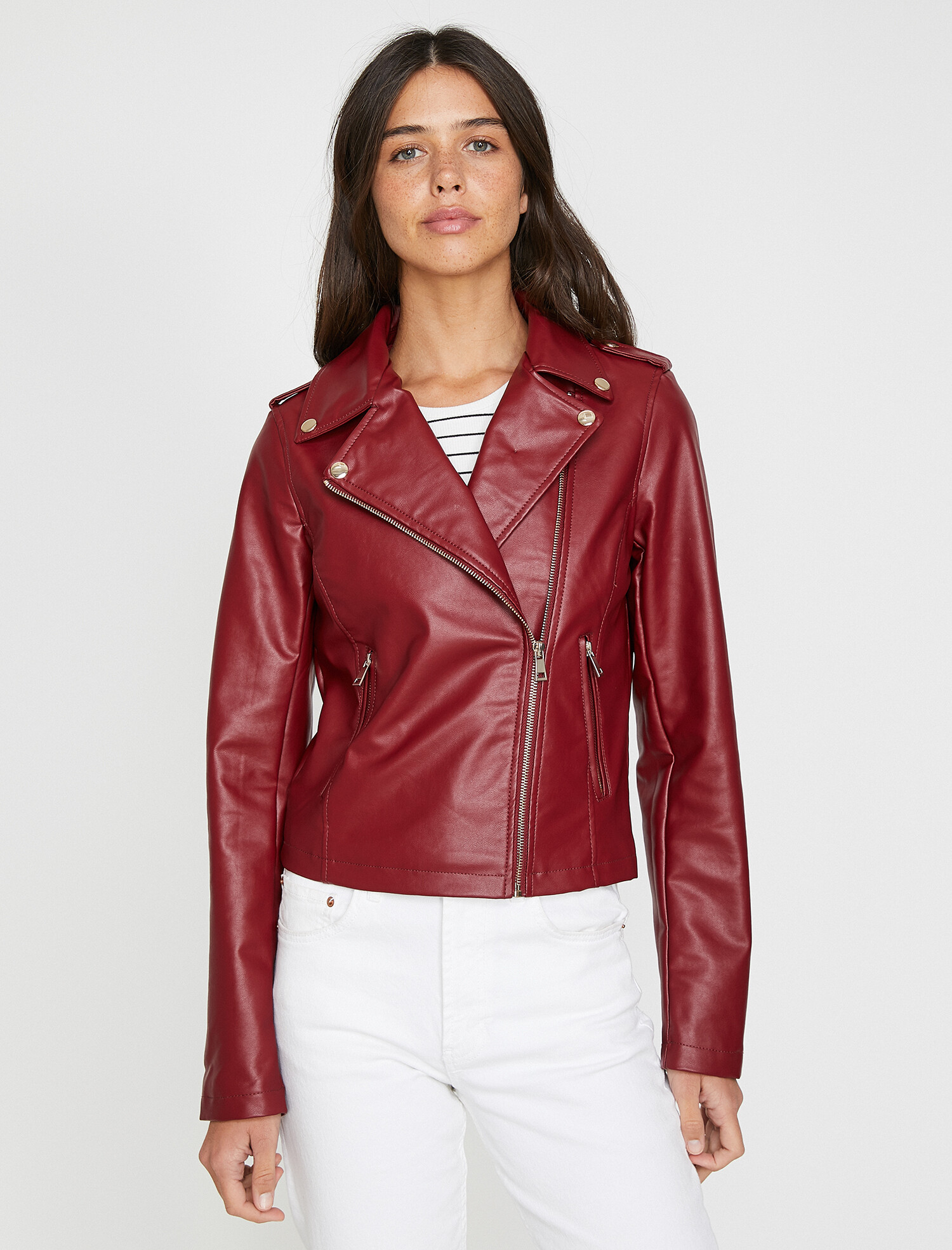 

Куртка из искусственной кожи Koton 9YAL58004OW-460 38 Wine