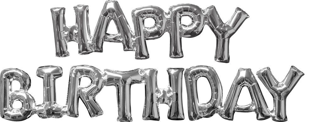 

Шарики воздушные Amscan Phrase Happy Birthday Silver P60 (3609701)