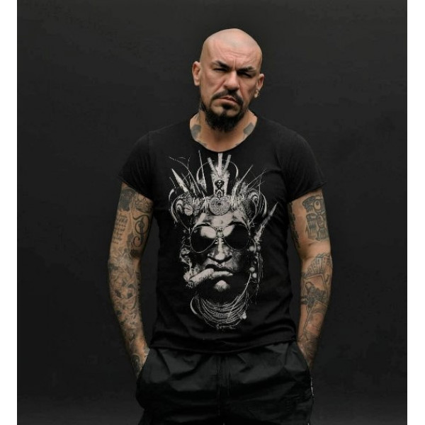 

Футболка Brutalman черная с принтом Вождь (2XL Вождь )