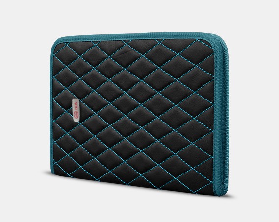 

Органайзер для документов А4 Kia от Carbag Черный с бирюзовой строчкой и бирюзовой окантовкой
