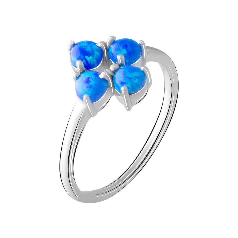 

Срібна каблучка 925 проби 2,26 гр з Індонезійськими синіми опалами 0,63 карат Valentine розмір 18.0