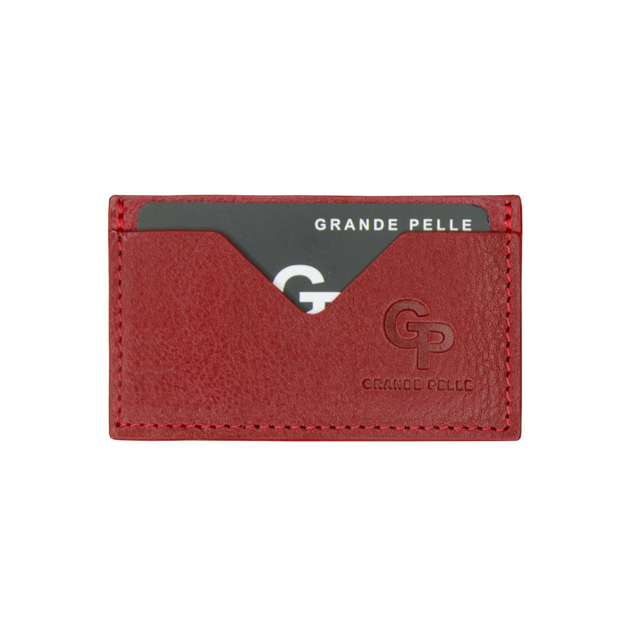 

Кардхолдер Grande Pelle 95x60 мм глянцевая кожа красный