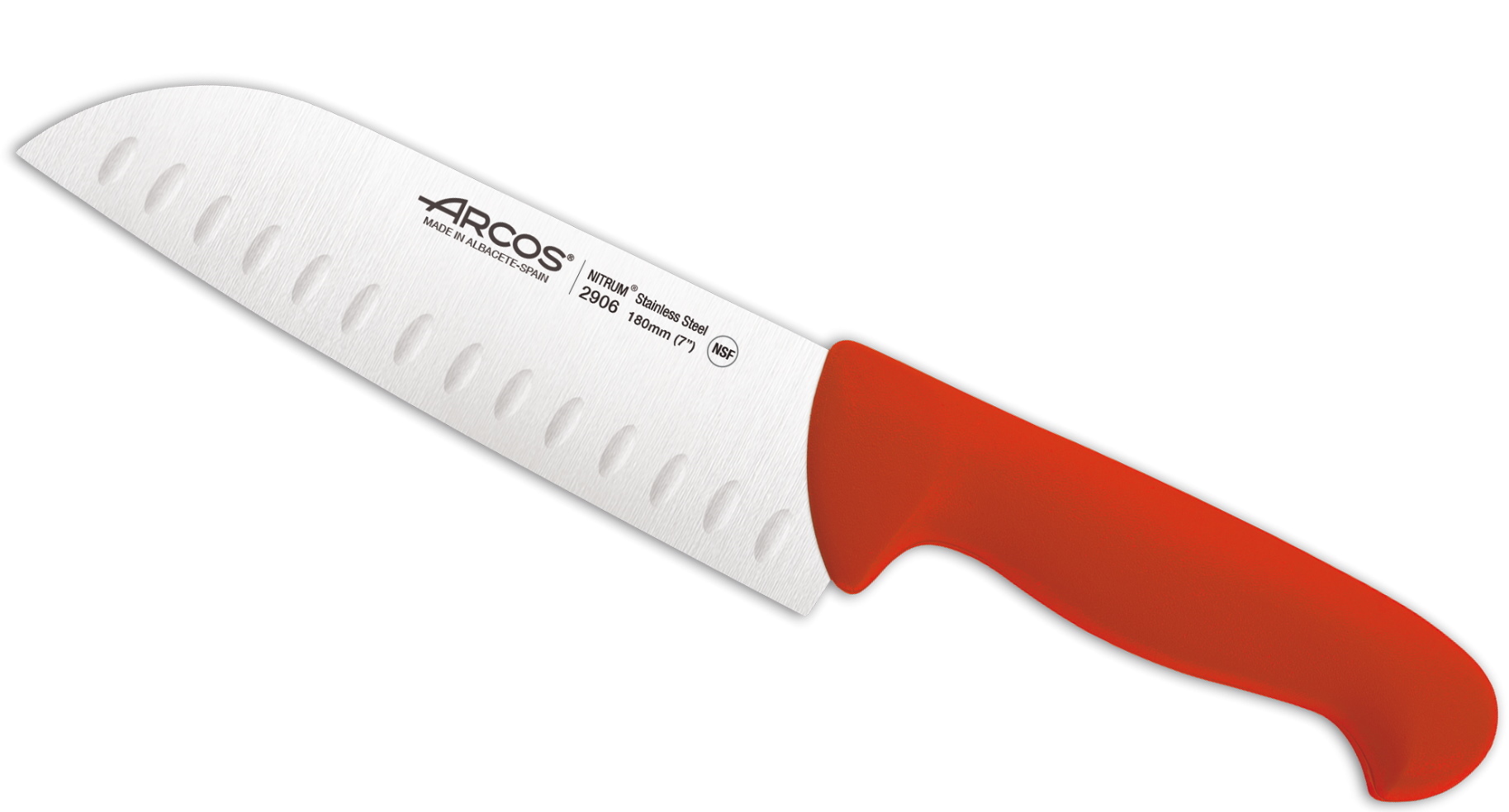 

Нож поварской Arcos 2900 японский Сантоку красный 180 мм