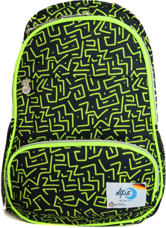 

Рюкзак ортопедический HIPE 700 г 38х28х16 см 17 л Черный с зелеными зигзагами (2000009826760)