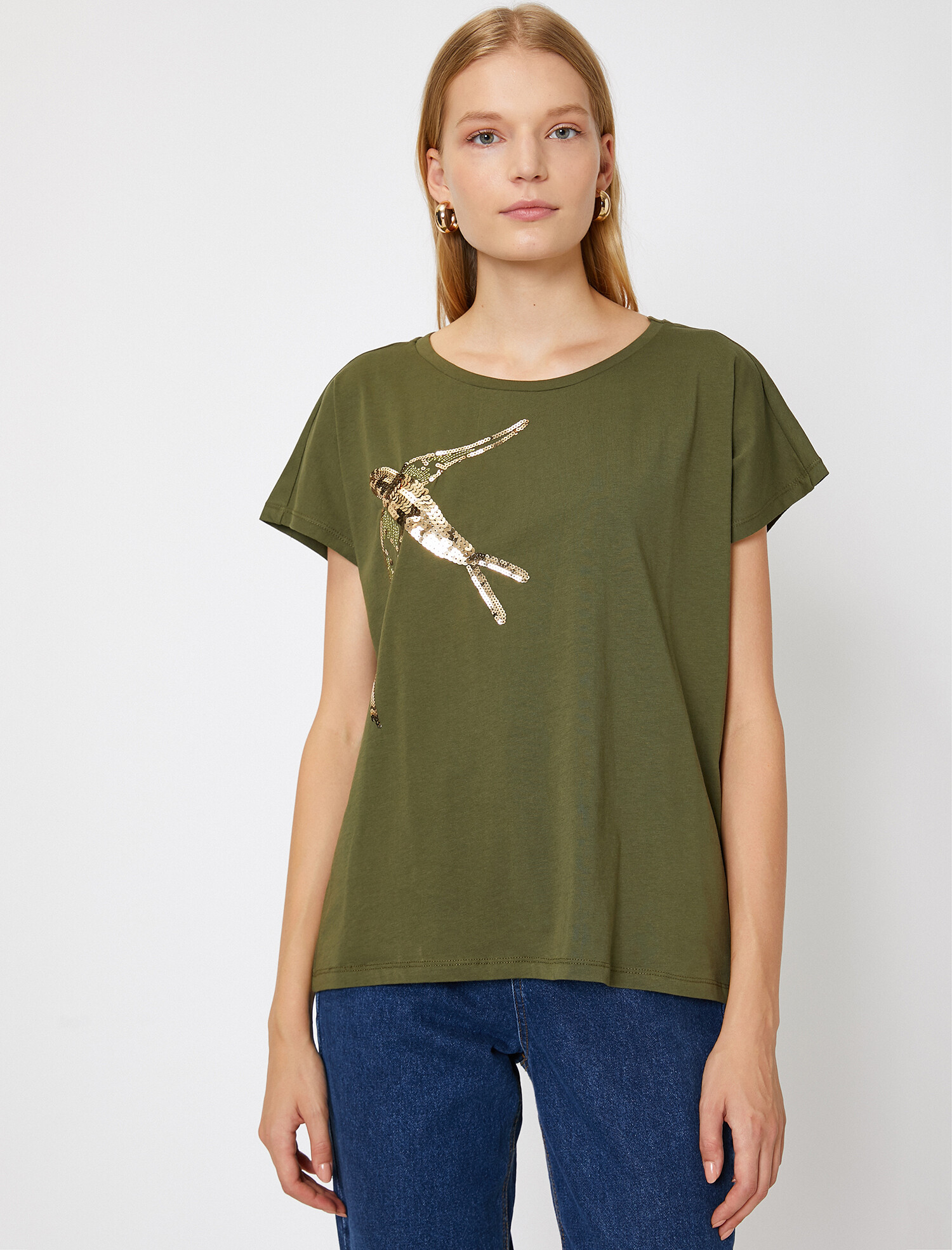 

Футболка Koton 0KAK13221EK-801  Khaki, Футболка Koton 0KAK13221EK-801 M Khaki