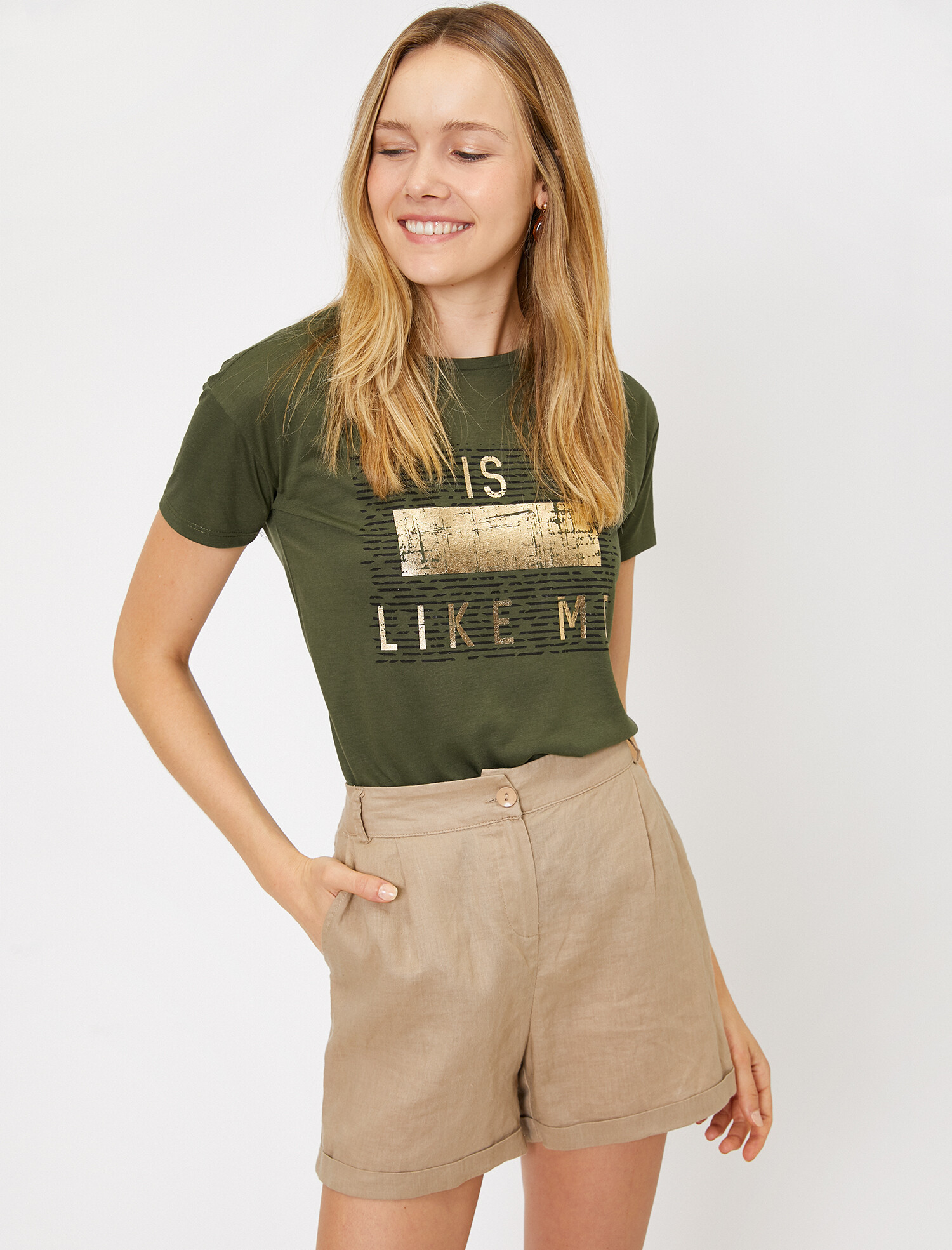 

Футболка Koton 0KAK13938GK-801  Khaki, Футболка Koton 0KAK13938GK-801 L Khaki
