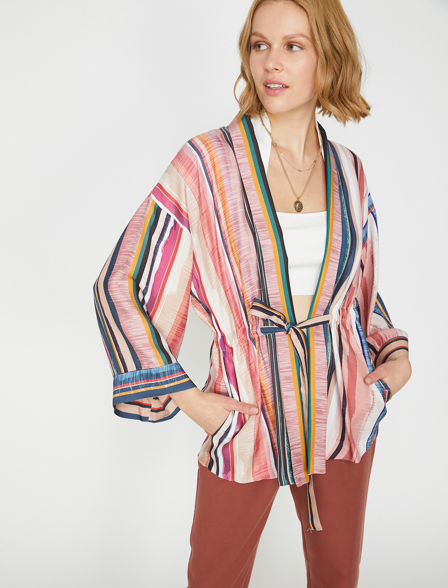 

Накидка Koton 9KAK52726UW-13M 36 Rose Stripe